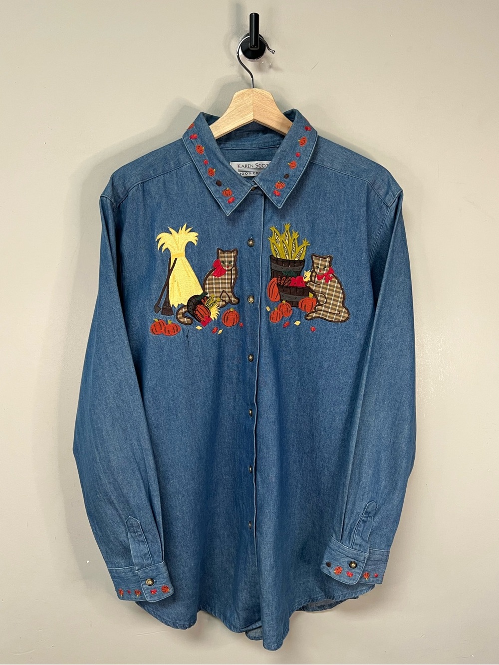 Vintage Denim Halloween Button Up